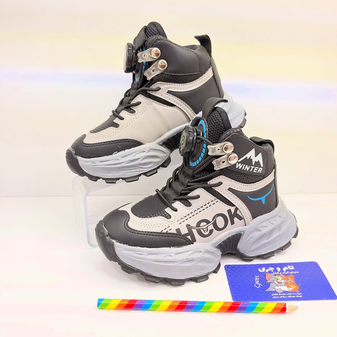 کفش اسپرت ساقدار بچگانه HOOK ضدآب با زیره طبی – سایز ۲۷ تا ۳۸ 3 کفش اسپرت ساقدار بچگانه HOOK ضدآب رنگ خاکستری، سایز ۲۷ تا ۳8